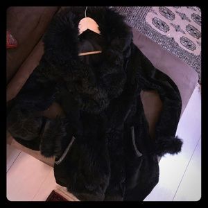 Black Lams Woolen Leather Coat